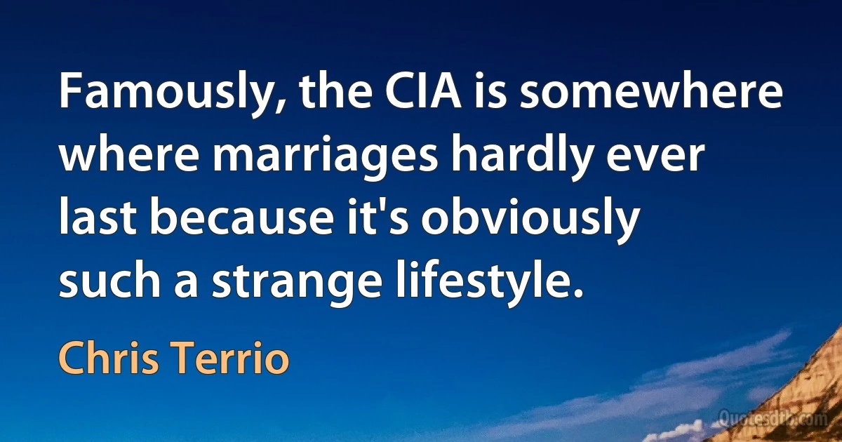 Famously, the CIA is somewhere where marriages hardly ever last because it's obviously such a strange lifestyle. (Chris Terrio)