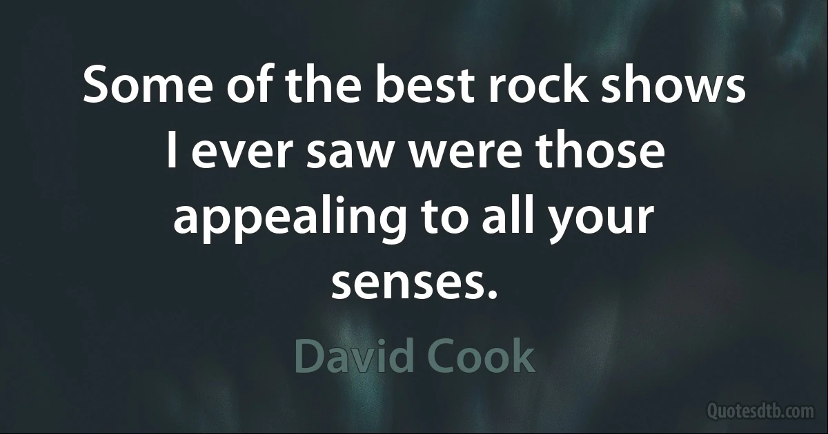 Some of the best rock shows I ever saw were those appealing to all your senses. (David Cook)