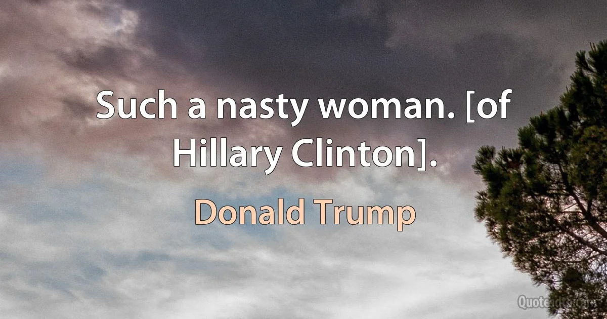 Such a nasty woman. [of Hillary Clinton]. (Donald Trump)