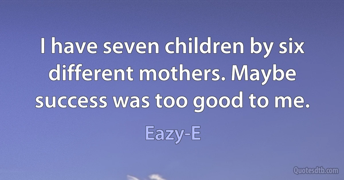 I have seven children by six different mothers. Maybe success was too good to me. (Eazy-E)