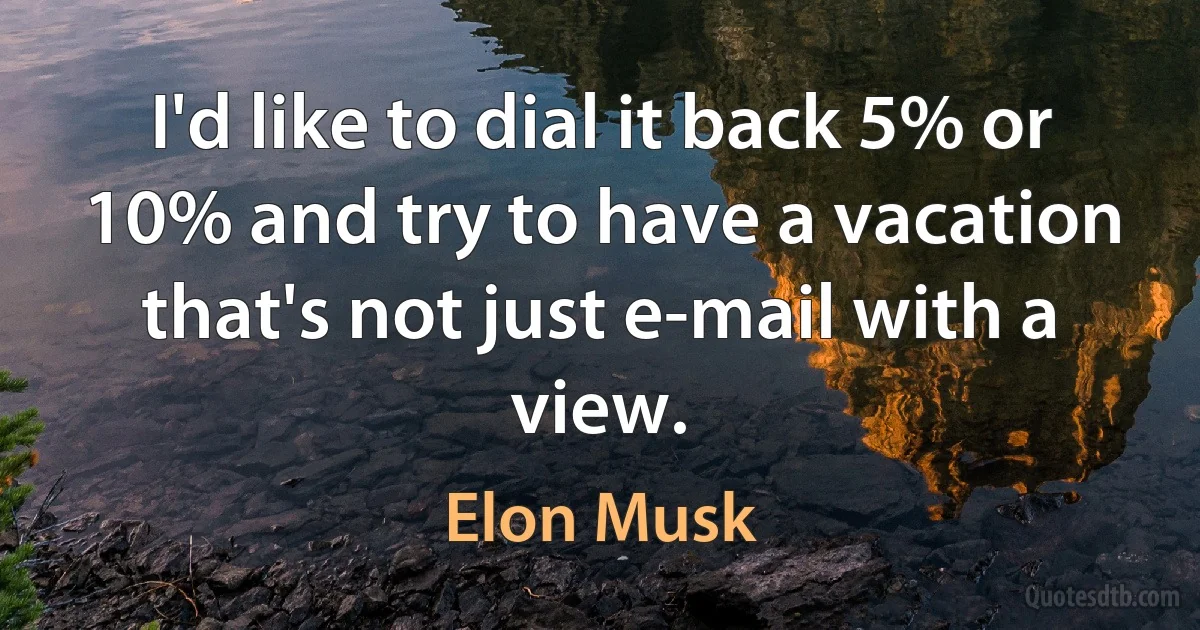 I'd like to dial it back 5% or 10% and try to have a vacation that's not just e-mail with a view. (Elon Musk)