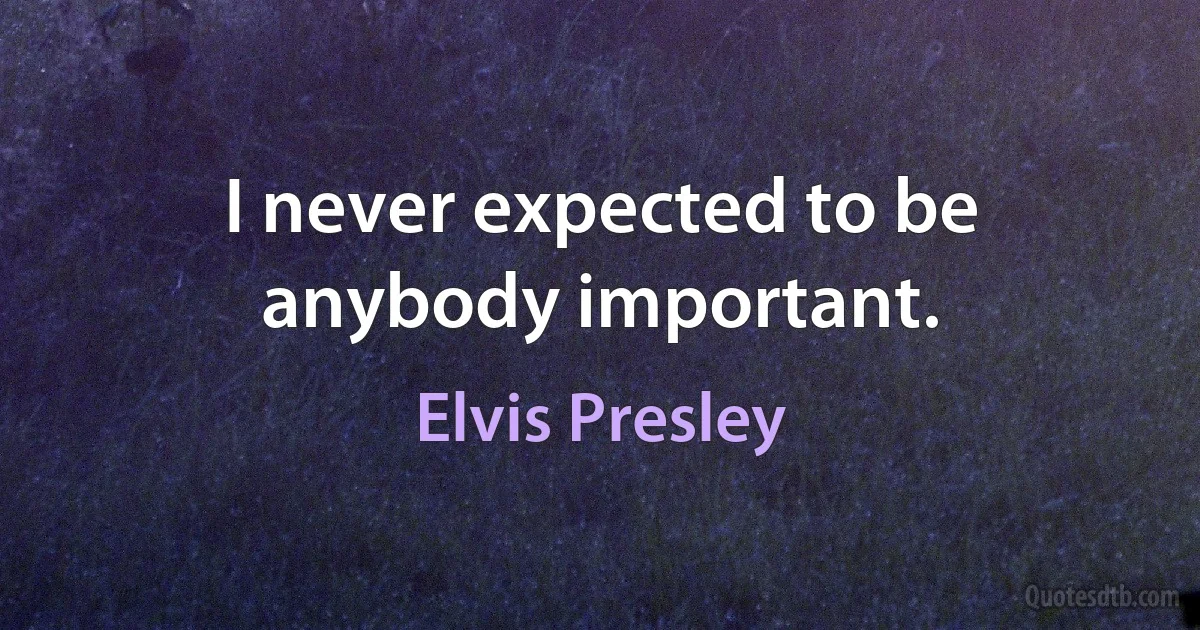 I never expected to be anybody important. (Elvis Presley)