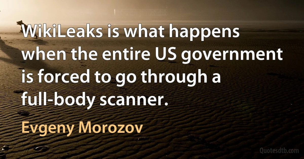 WikiLeaks is what happens when the entire US government is forced to go through a full-body scanner. (Evgeny Morozov)