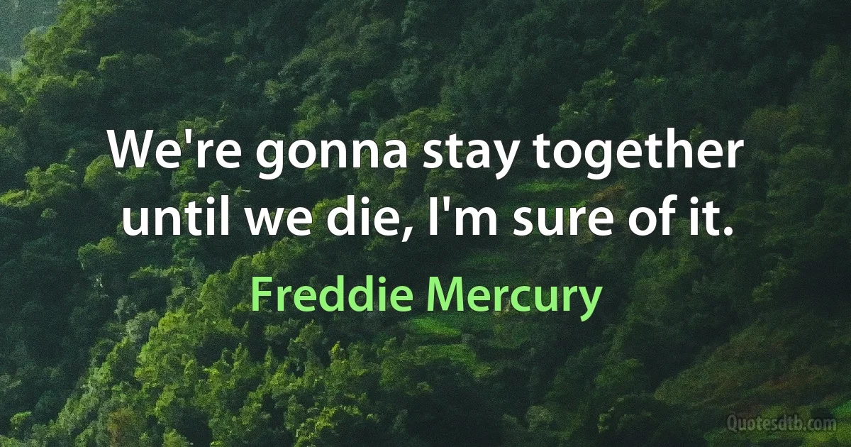 We're gonna stay together until we die, I'm sure of it. (Freddie Mercury)