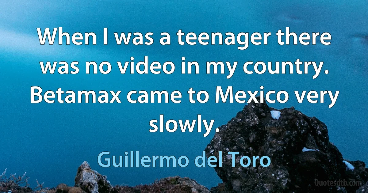 When I was a teenager there was no video in my country. Betamax came to Mexico very slowly. (Guillermo del Toro)