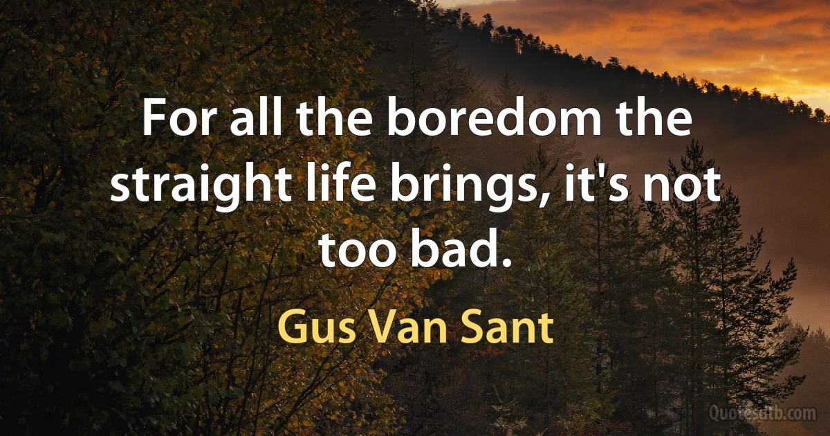 For all the boredom the straight life brings, it's not too bad. (Gus Van Sant)