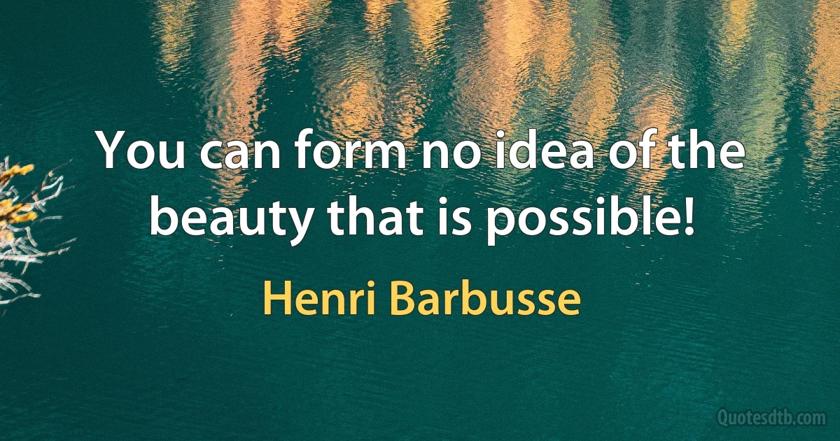 You can form no idea of the beauty that is possible! (Henri Barbusse)