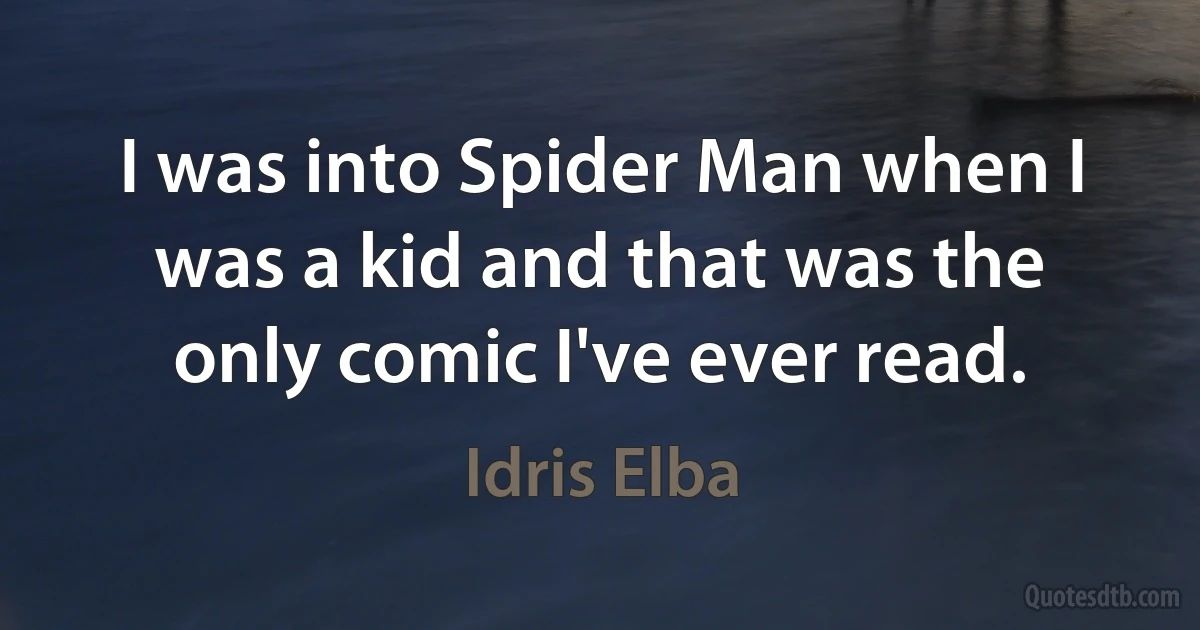 I was into Spider Man when I was a kid and that was the only comic I've ever read. (Idris Elba)