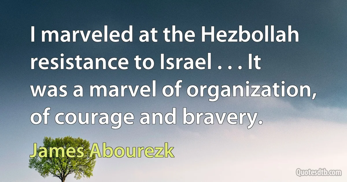 I marveled at the Hezbollah resistance to Israel . . . It was a marvel of organization, of courage and bravery. (James Abourezk)