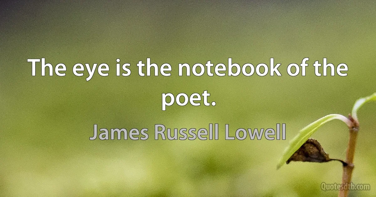 The eye is the notebook of the poet. (James Russell Lowell)