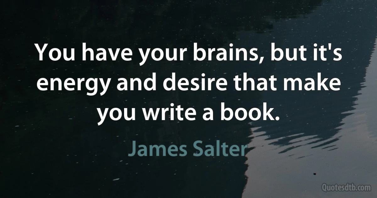 You have your brains, but it's energy and desire that make you write a book. (James Salter)