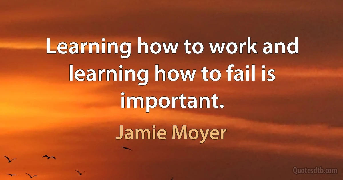 Learning how to work and learning how to fail is important. (Jamie Moyer)