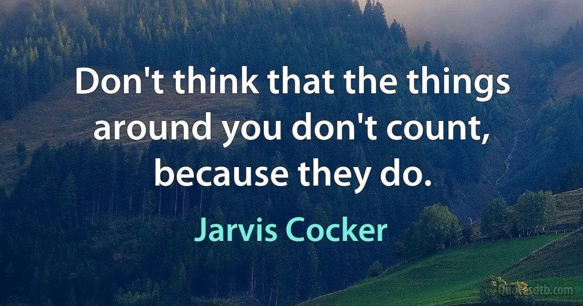 Don't think that the things around you don't count, because they do. (Jarvis Cocker)