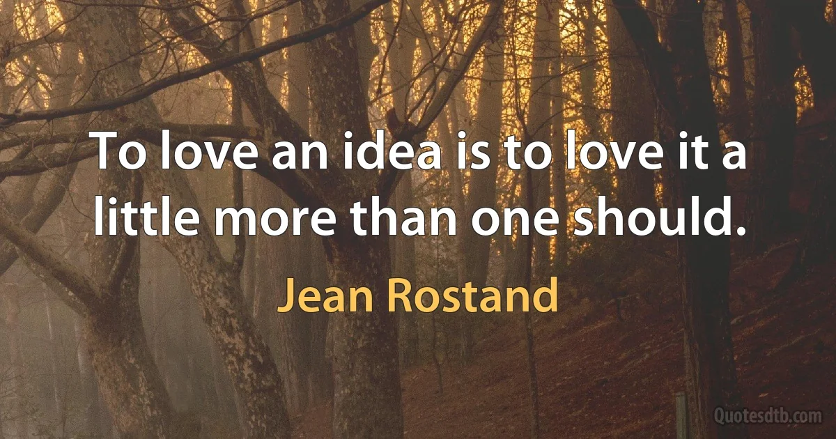 To love an idea is to love it a little more than one should. (Jean Rostand)