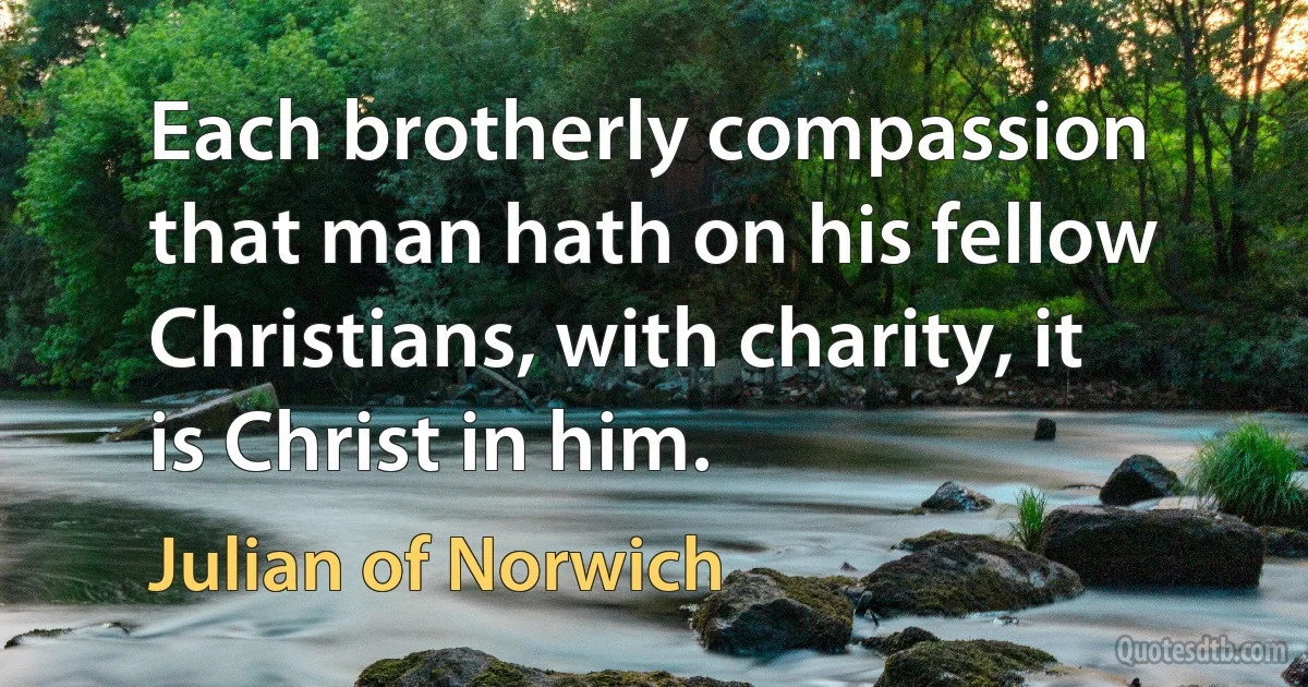 Each brotherly compassion that man hath on his fellow Christians, with charity, it is Christ in him. (Julian of Norwich)