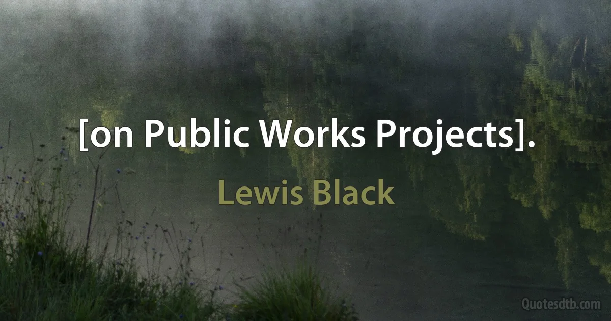 [on Public Works Projects]. (Lewis Black)