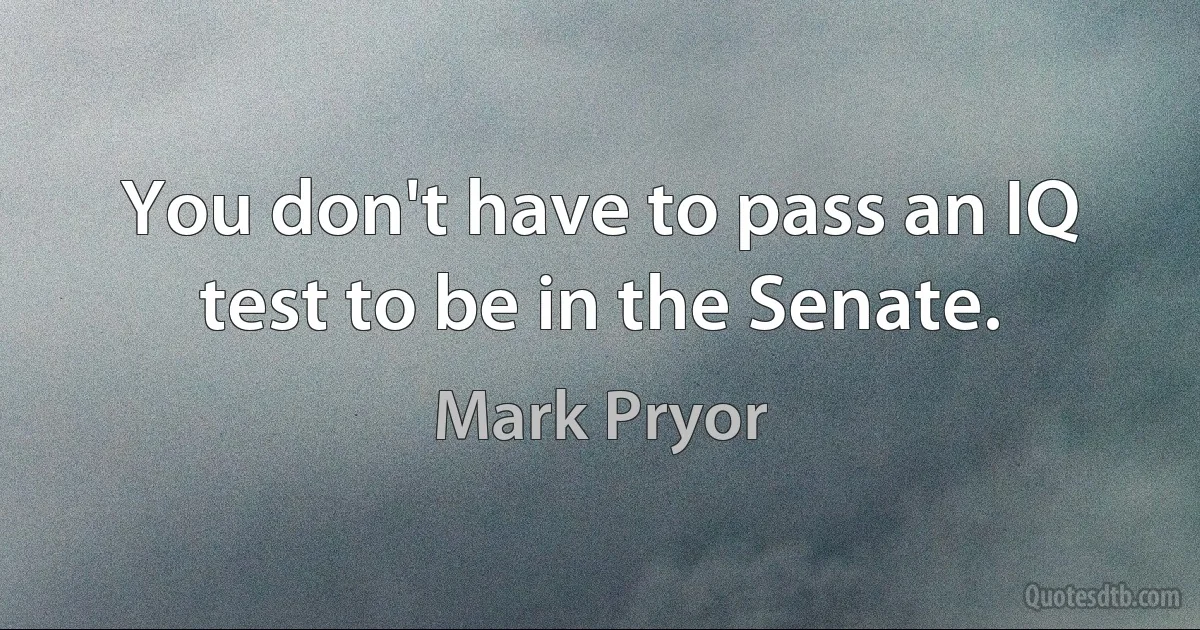 You don't have to pass an IQ test to be in the Senate. (Mark Pryor)