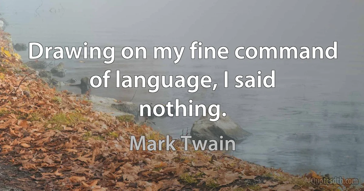 Drawing on my fine command of language, I said nothing. (Mark Twain)