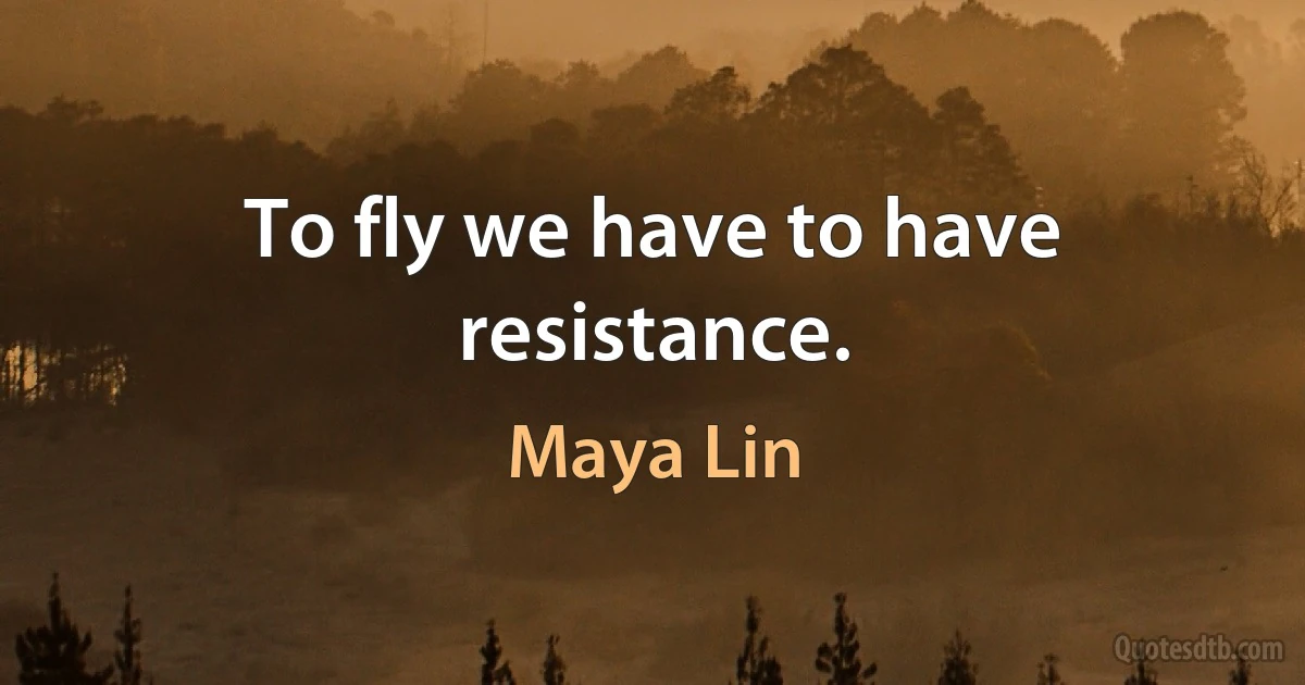 To fly we have to have resistance. (Maya Lin)