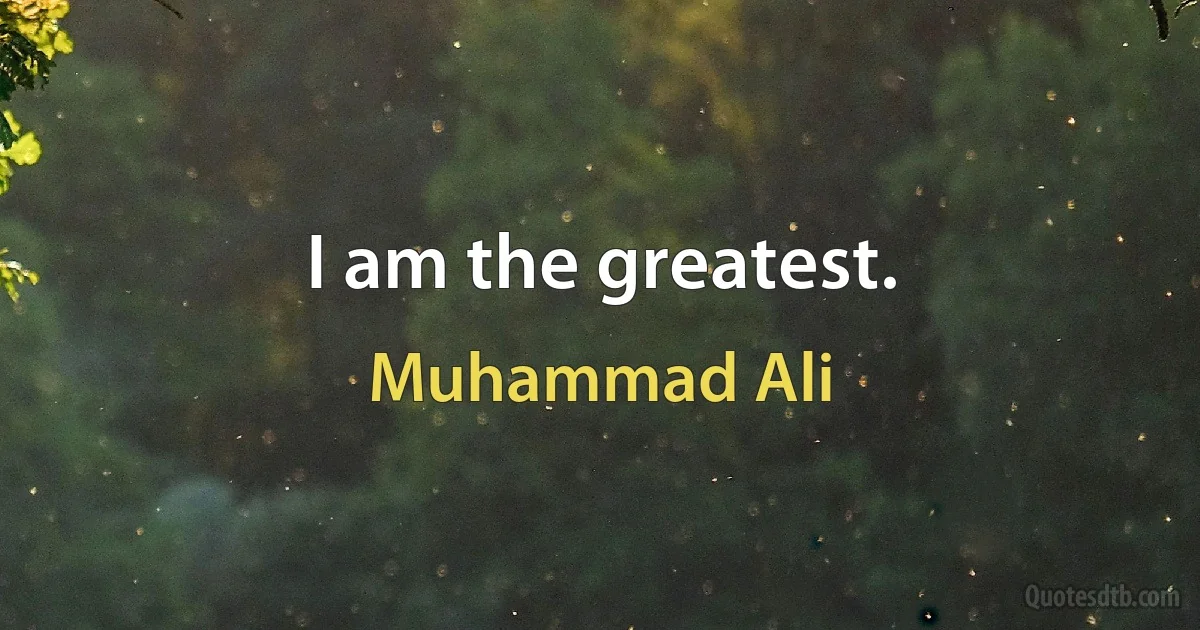 I am the greatest. (Muhammad Ali)