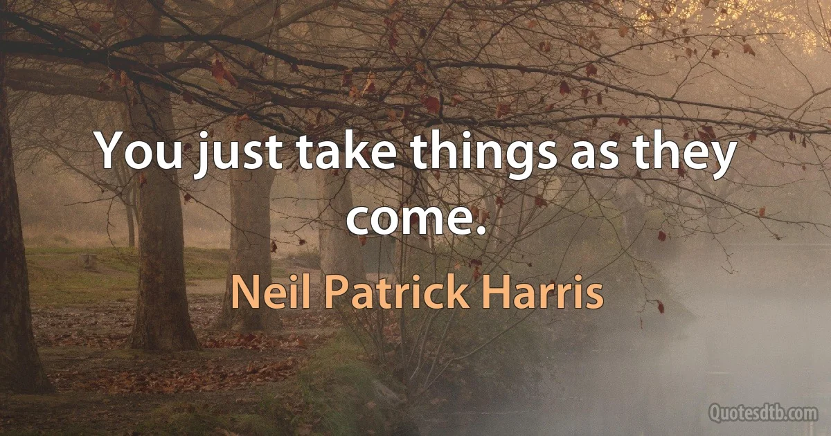 You just take things as they come. (Neil Patrick Harris)