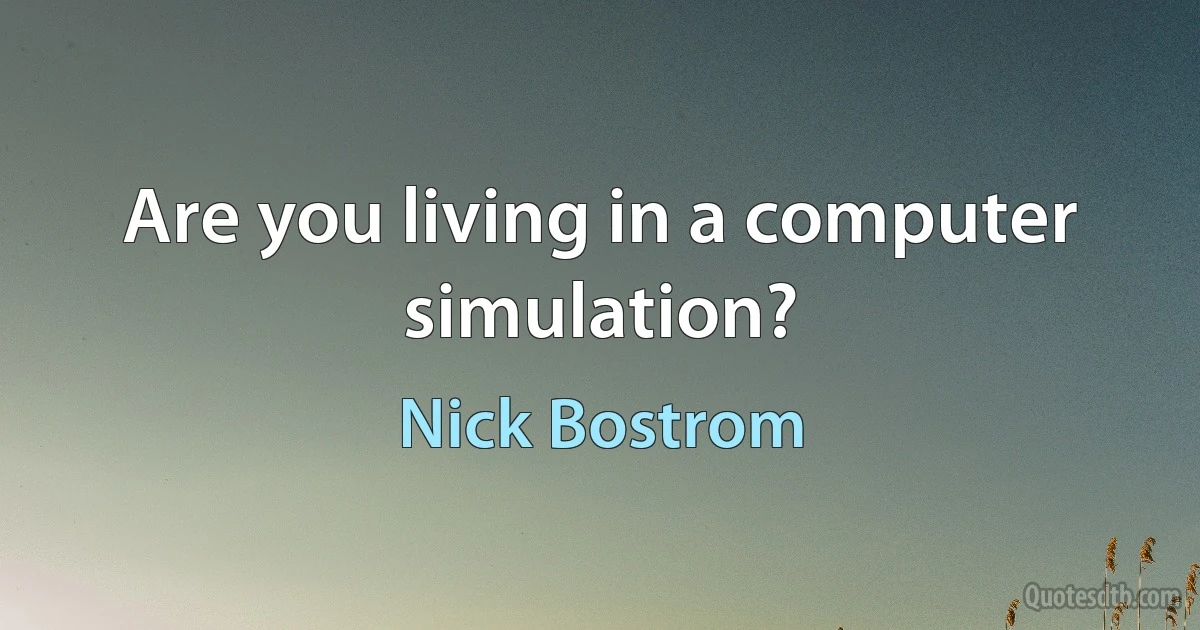 Are you living in a computer simulation? (Nick Bostrom)