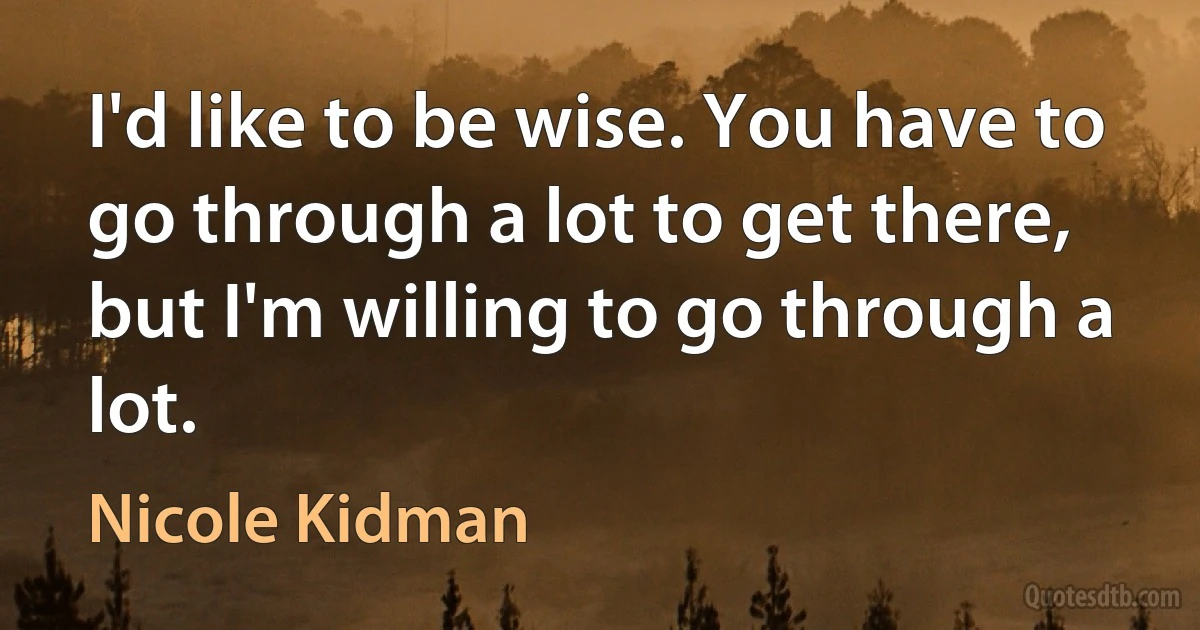 I'd like to be wise. You have to go through a lot to get there, but I'm willing to go through a lot. (Nicole Kidman)