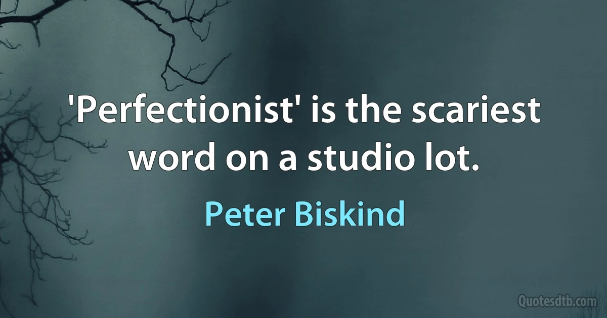 'Perfectionist' is the scariest word on a studio lot. (Peter Biskind)