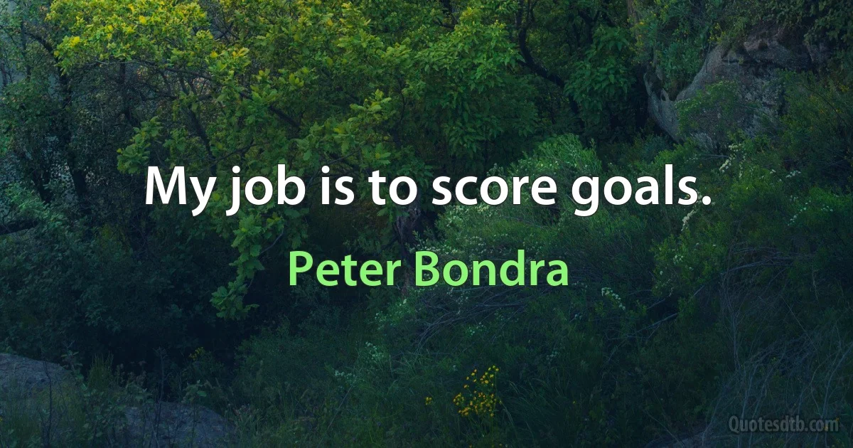 My job is to score goals. (Peter Bondra)