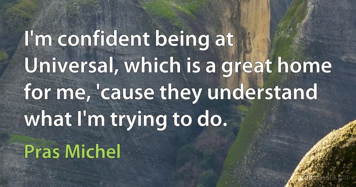 I'm confident being at Universal, which is a great home for me, 'cause they understand what I'm trying to do. (Pras Michel)