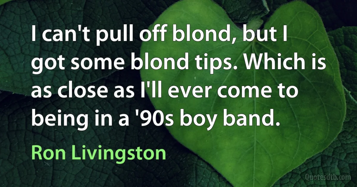 I can't pull off blond, but I got some blond tips. Which is as close as I'll ever come to being in a '90s boy band. (Ron Livingston)