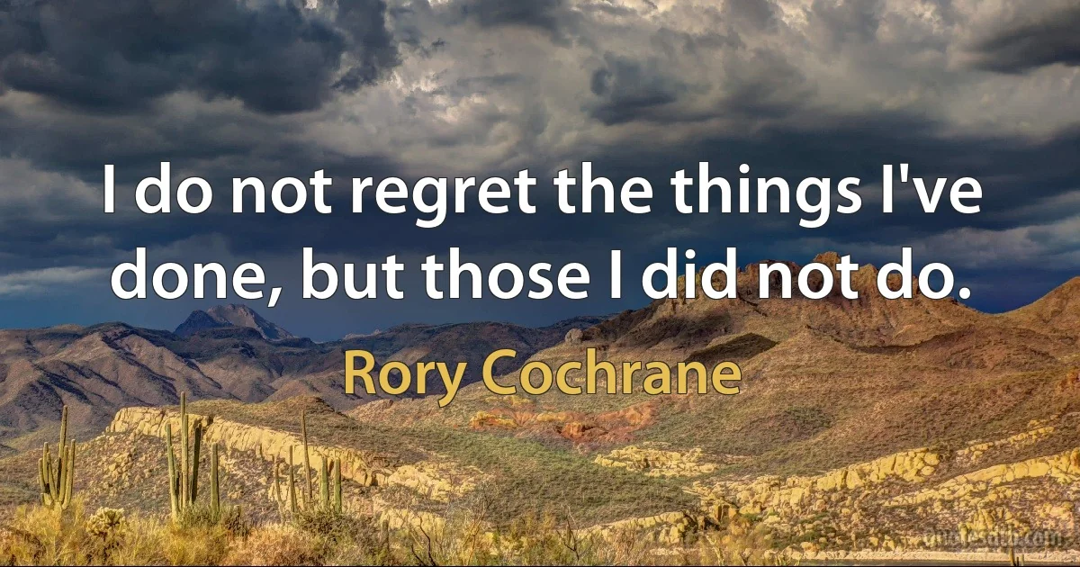 I do not regret the things I've done, but those I did not do. (Rory Cochrane)