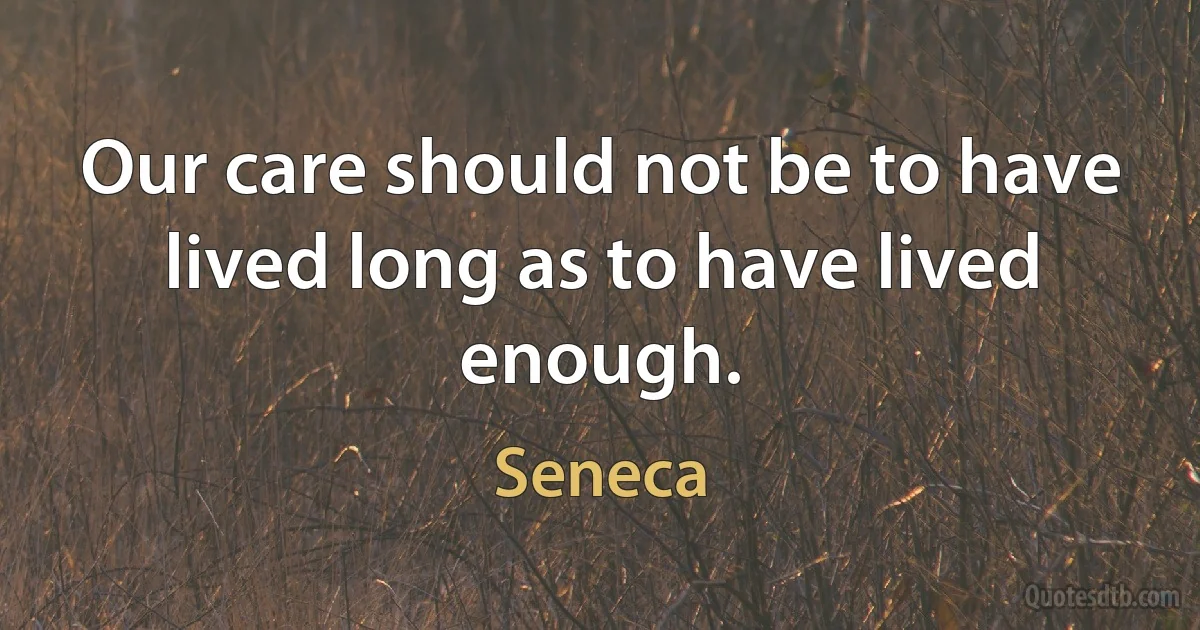 Our care should not be to have lived long as to have lived enough. (Seneca)