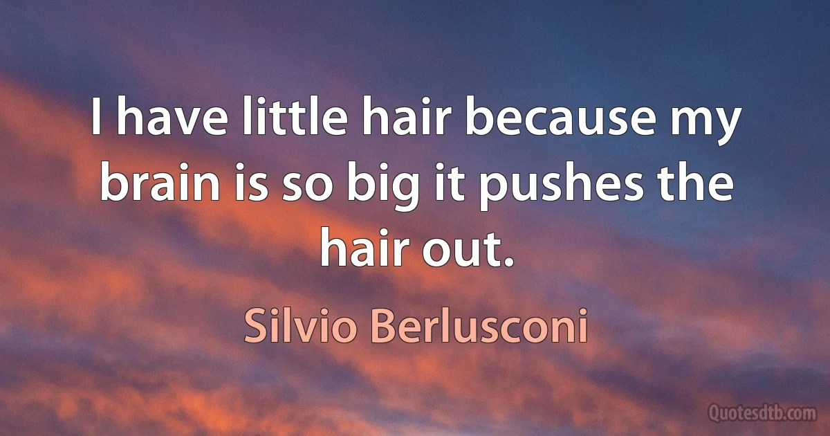 I have little hair because my brain is so big it pushes the hair out. (Silvio Berlusconi)