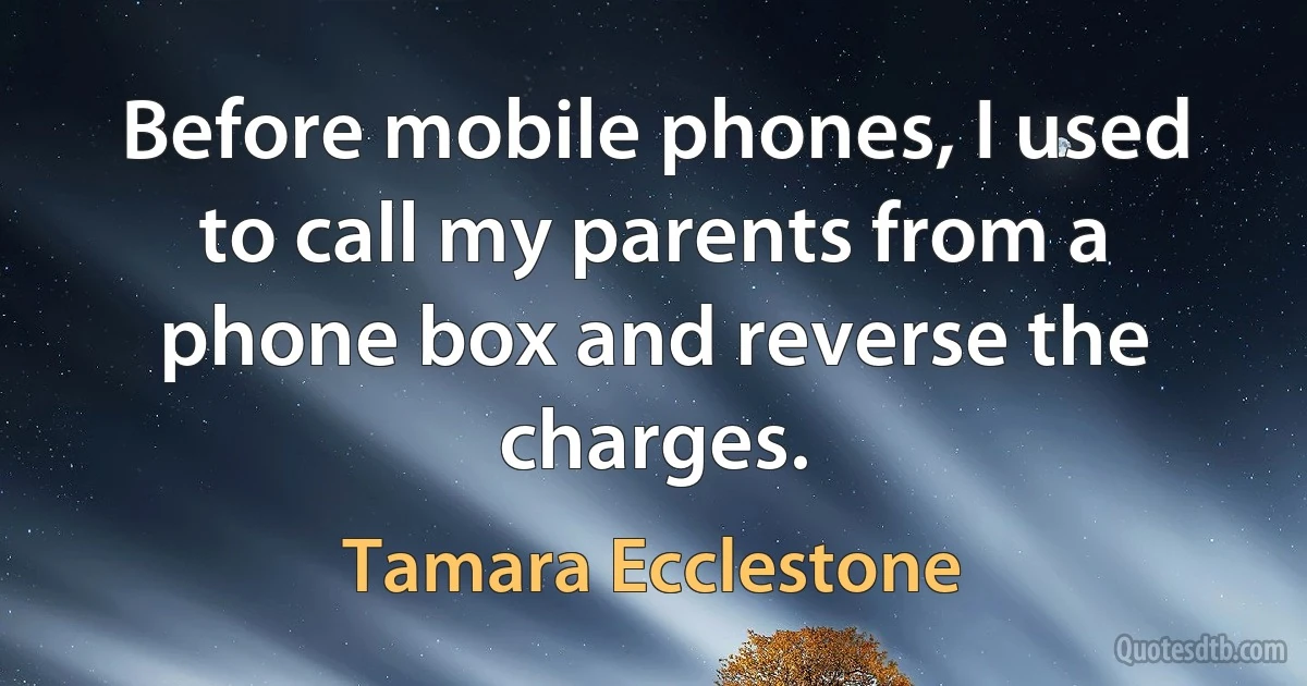 Before mobile phones, I used to call my parents from a phone box and reverse the charges. (Tamara Ecclestone)