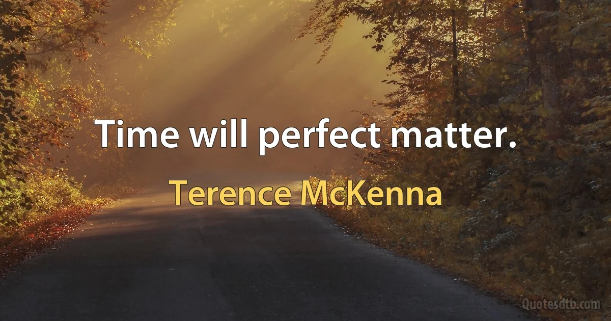 Time will perfect matter. (Terence McKenna)