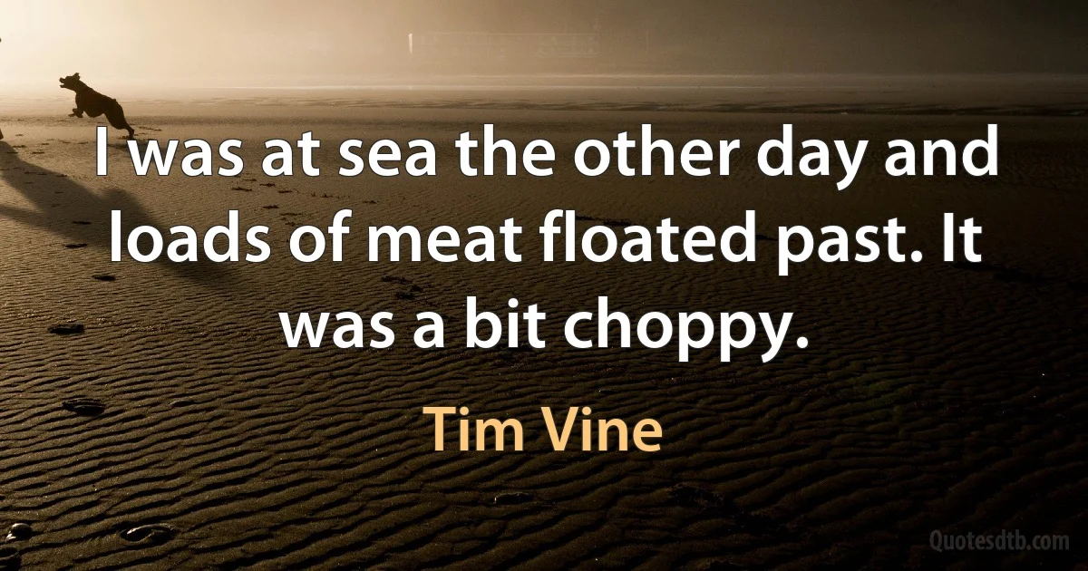 I was at sea the other day and loads of meat floated past. It was a bit choppy. (Tim Vine)