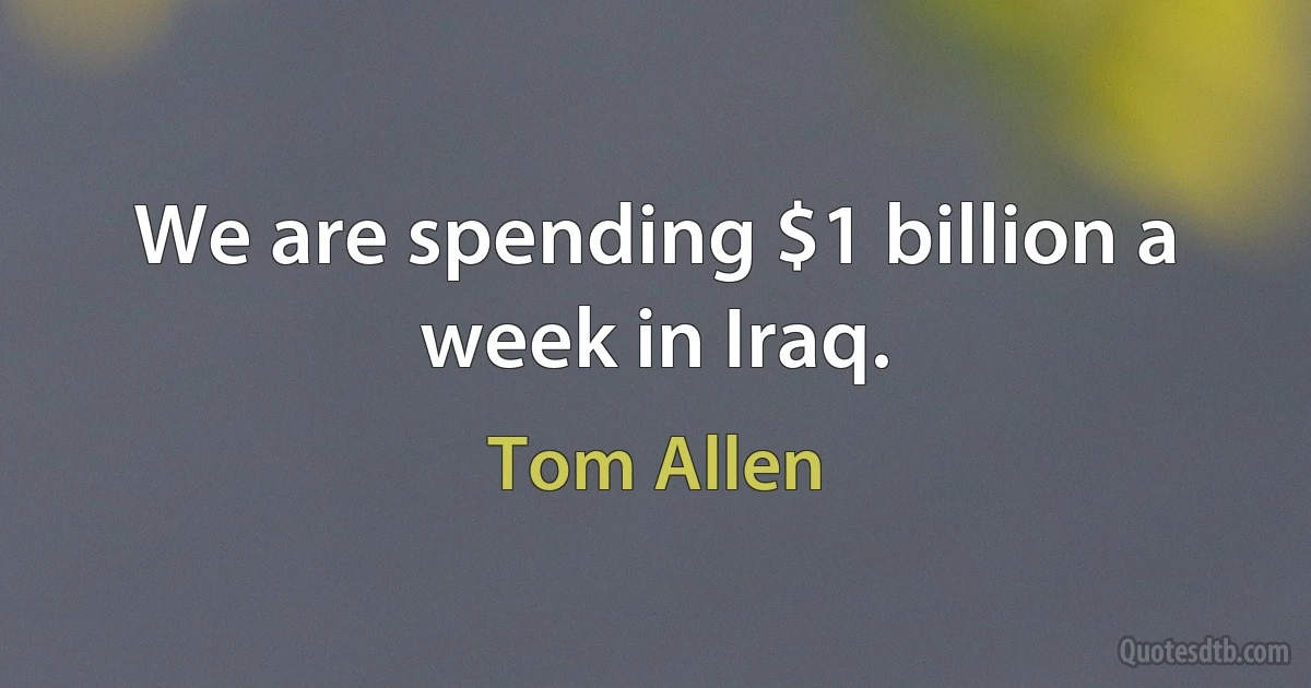 We are spending $1 billion a week in Iraq. (Tom Allen)