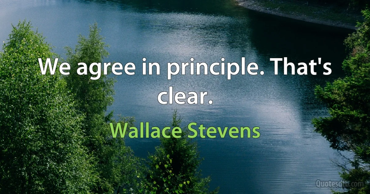 We agree in principle. That's clear. (Wallace Stevens)