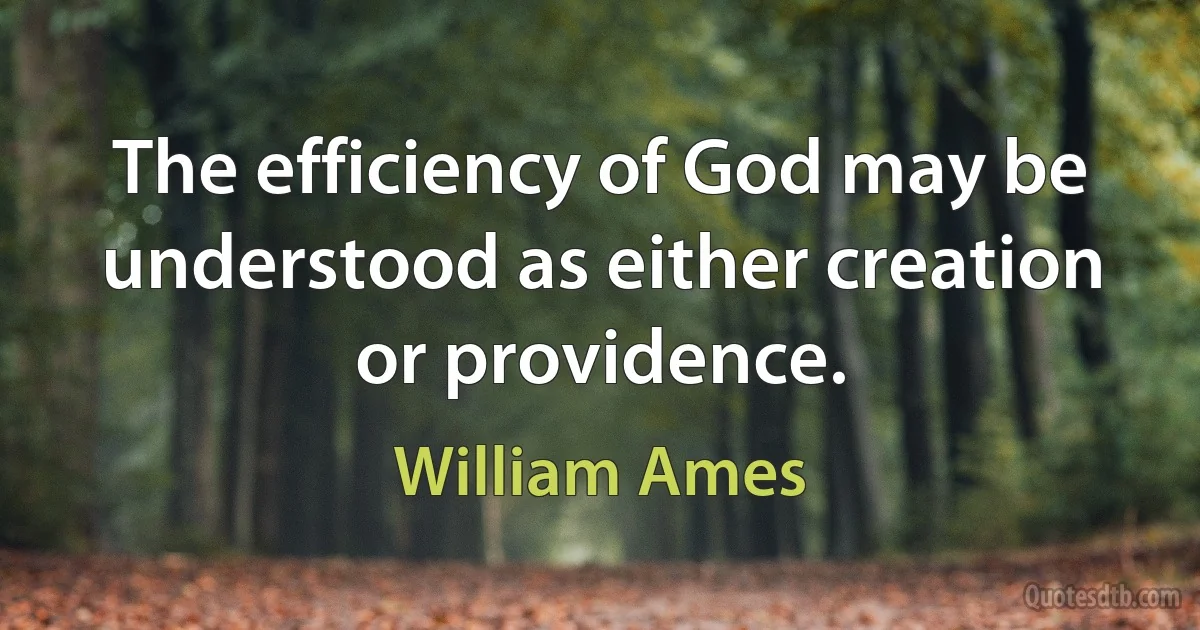 The efficiency of God may be understood as either creation or providence. (William Ames)