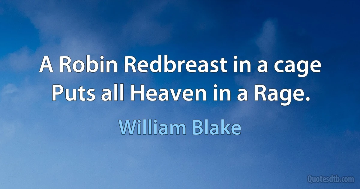 A Robin Redbreast in a cage Puts all Heaven in a Rage. (William Blake)