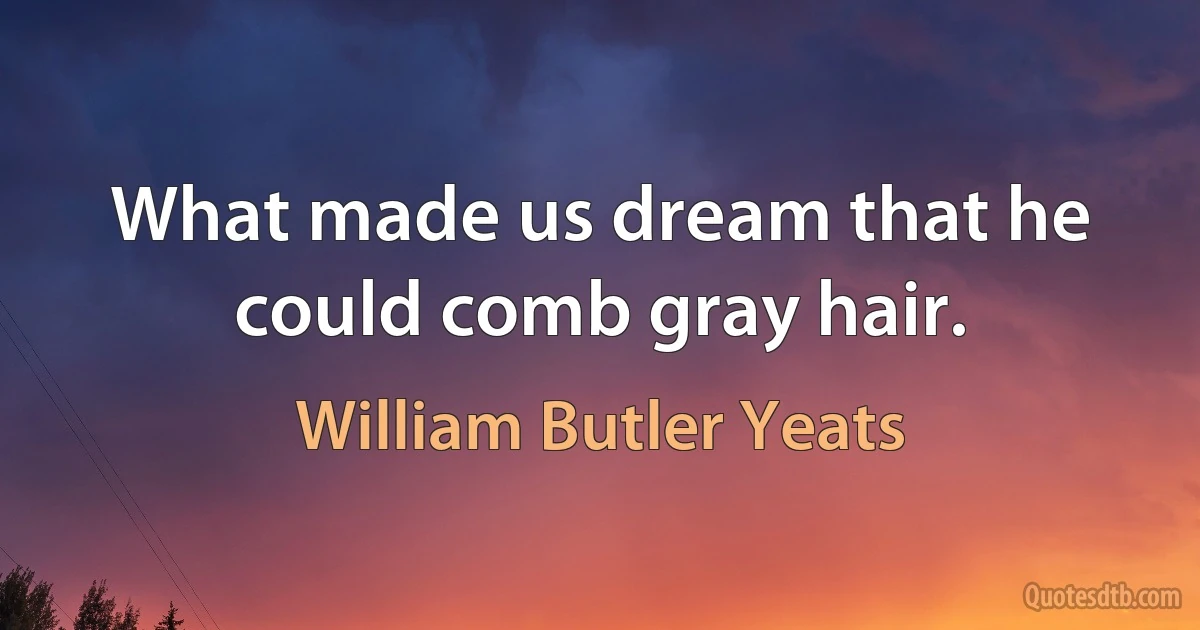 What made us dream that he could comb gray hair. (William Butler Yeats)