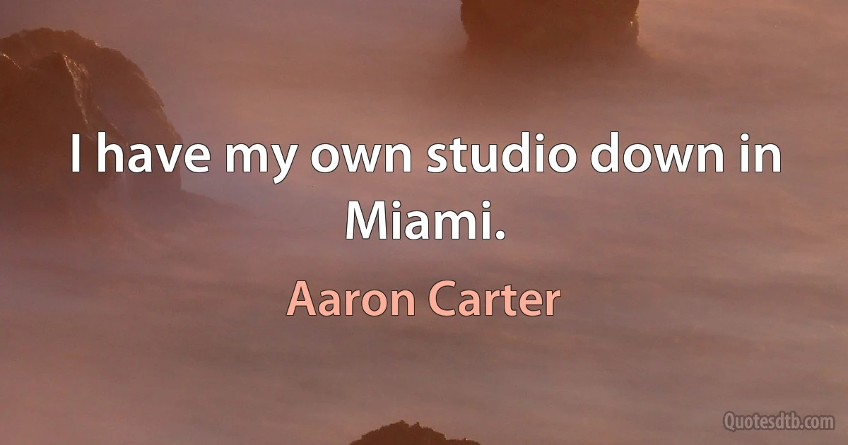 I have my own studio down in Miami. (Aaron Carter)