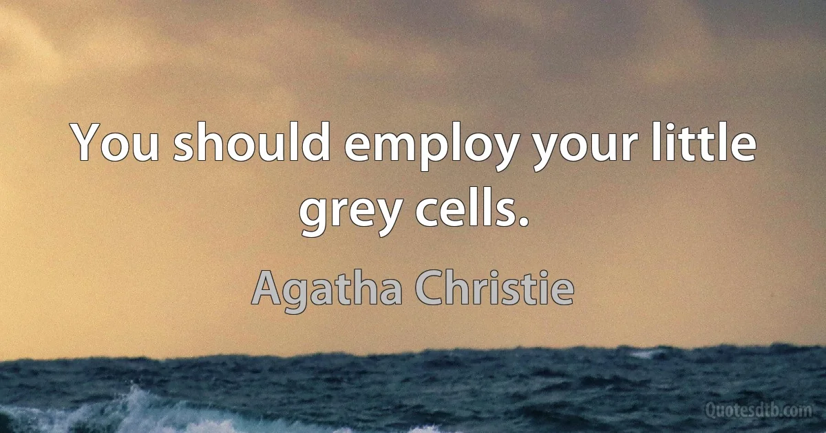 You should employ your little grey cells. (Agatha Christie)