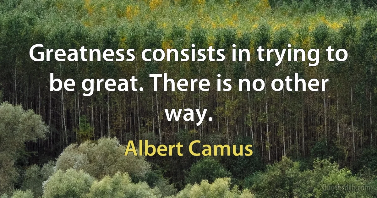 Greatness consists in trying to be great. There is no other way. (Albert Camus)