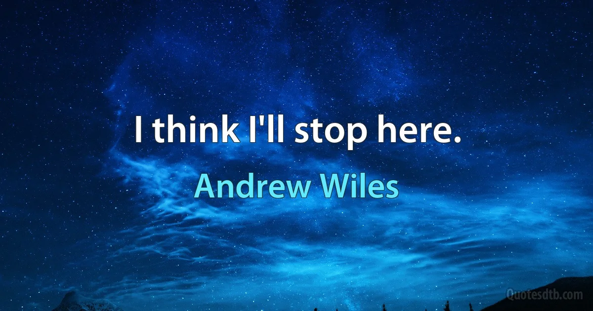 I think I'll stop here. (Andrew Wiles)