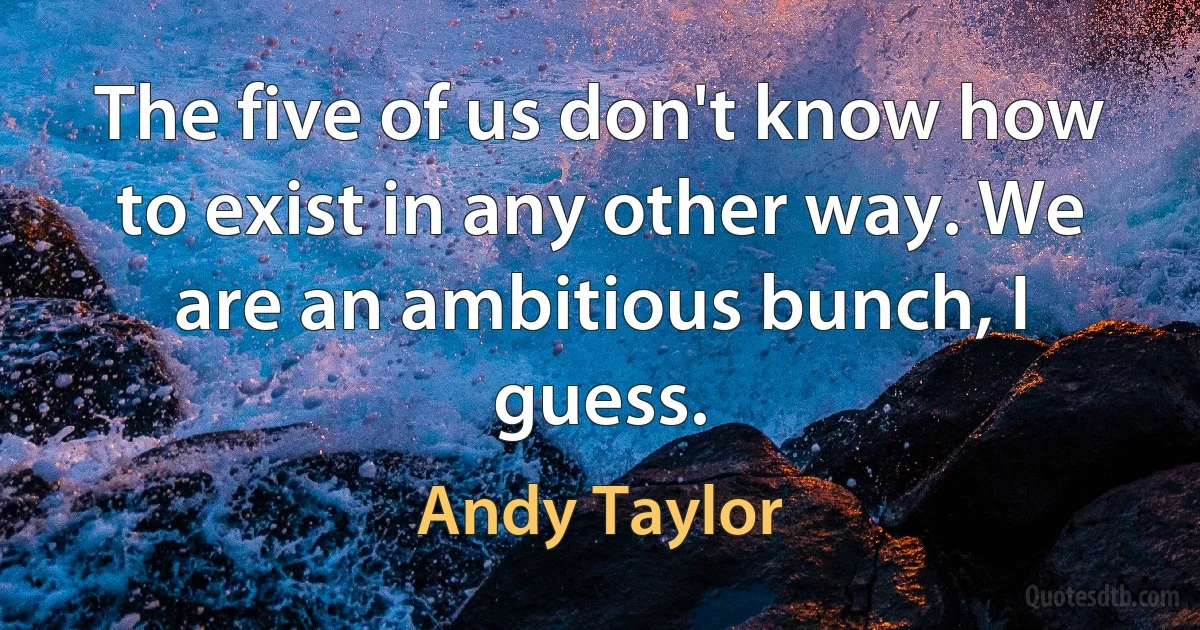 The five of us don't know how to exist in any other way. We are an ambitious bunch, I guess. (Andy Taylor)