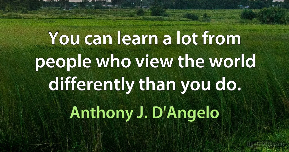 You can learn a lot from people who view the world differently than you do. (Anthony J. D'Angelo)