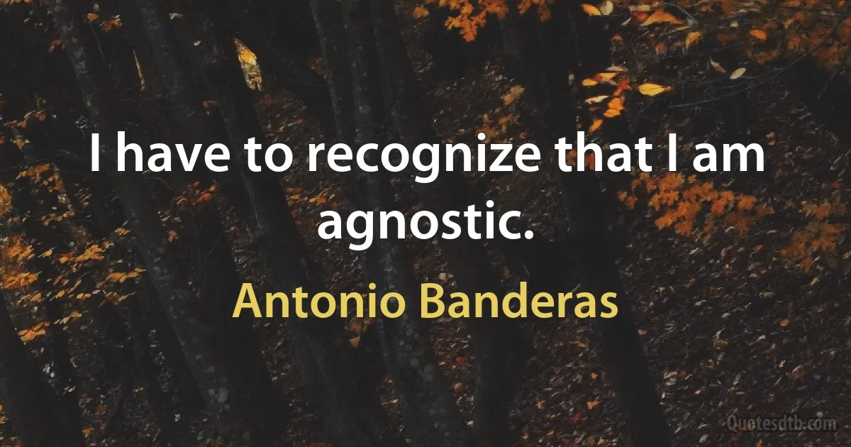 I have to recognize that I am agnostic. (Antonio Banderas)