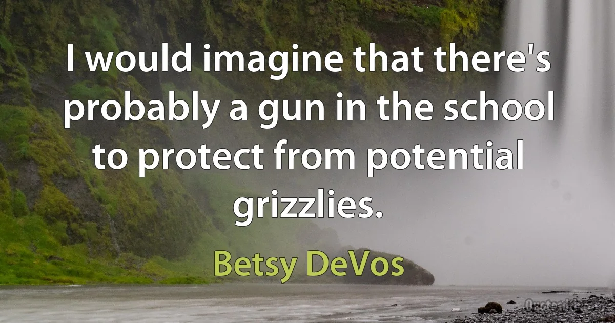 I would imagine that there's probably a gun in the school to protect from potential grizzlies. (Betsy DeVos)